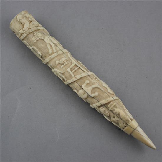 A late 19th / early 20th century West African tusk carving, Loango Coast, 11in.